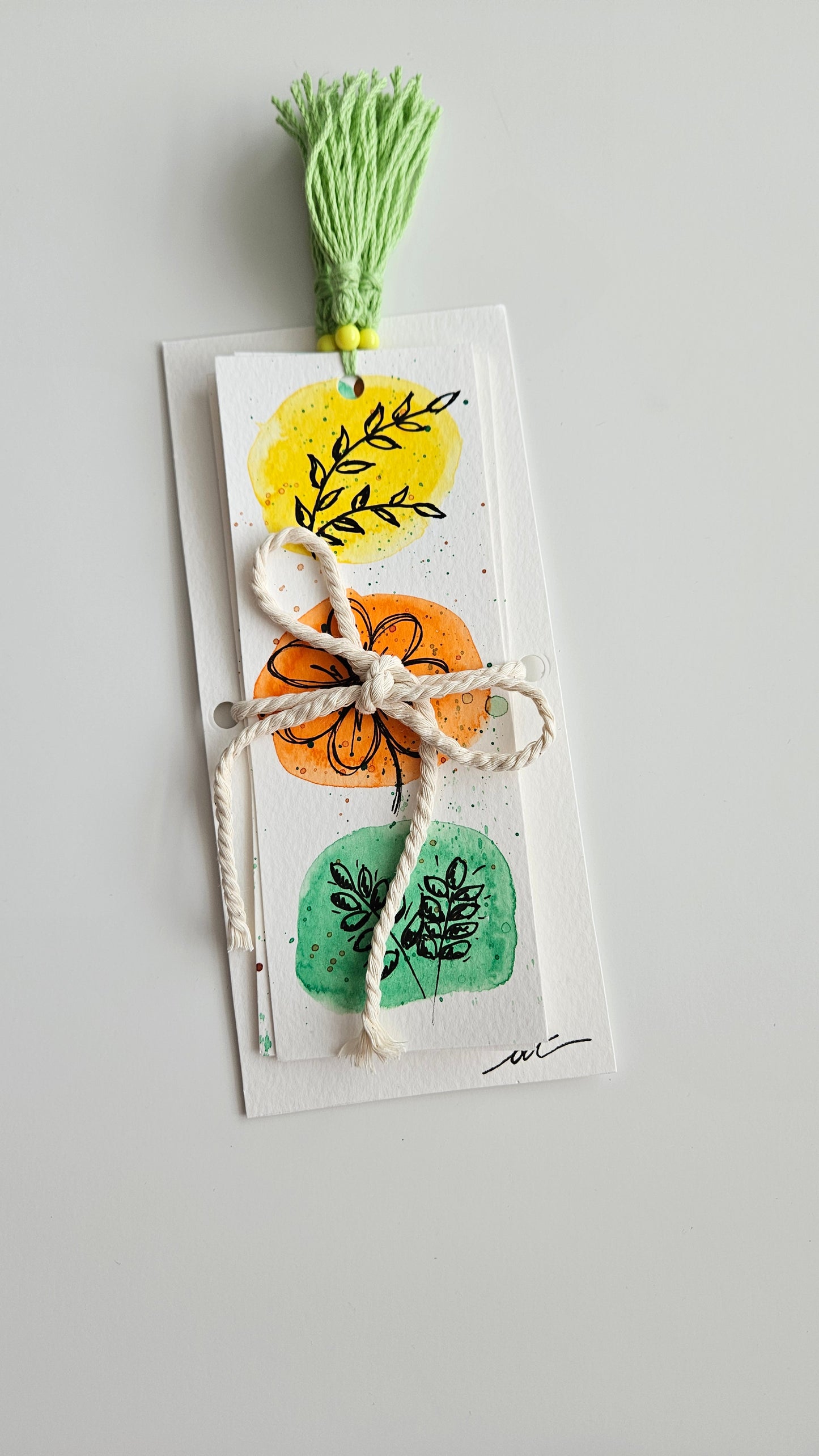 Set of Handmade Watercolor Bookmarks