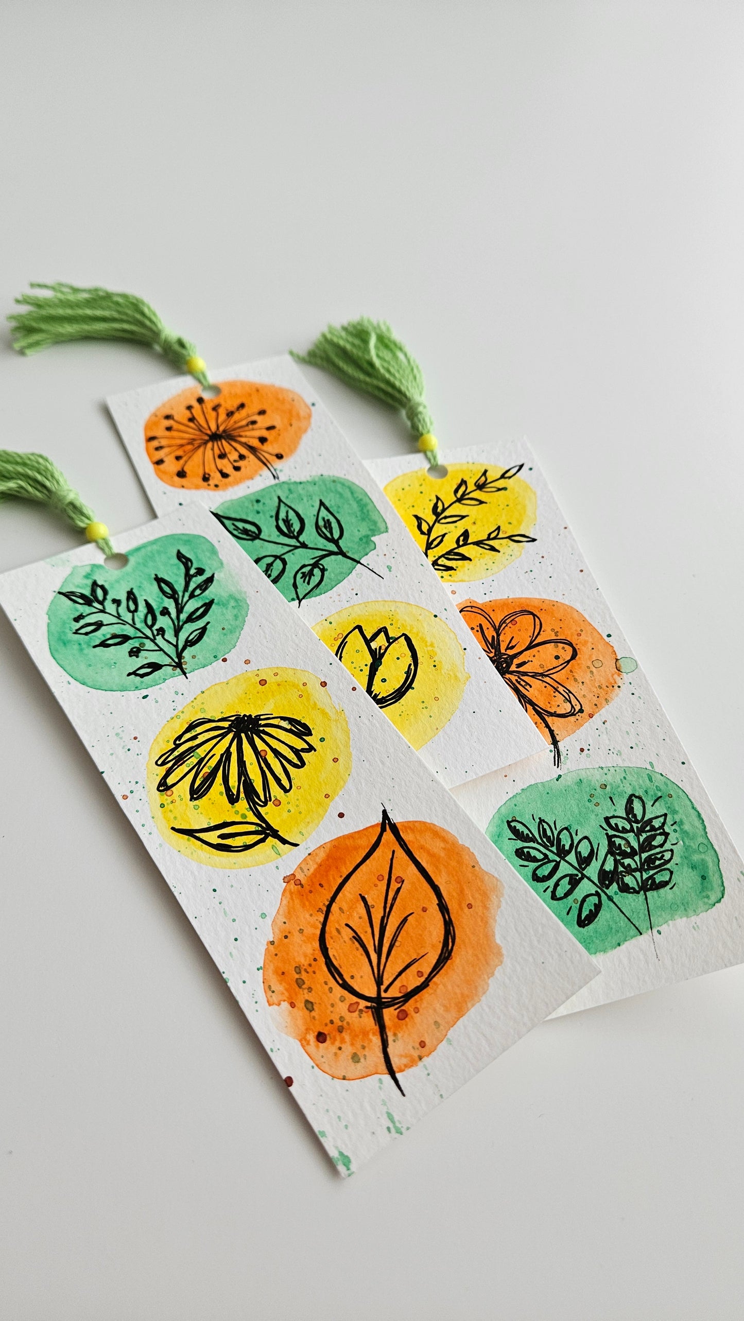 Set of Handmade Watercolor Bookmarks