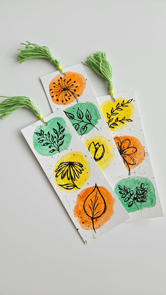 Set of Handmade Watercolor Bookmarks