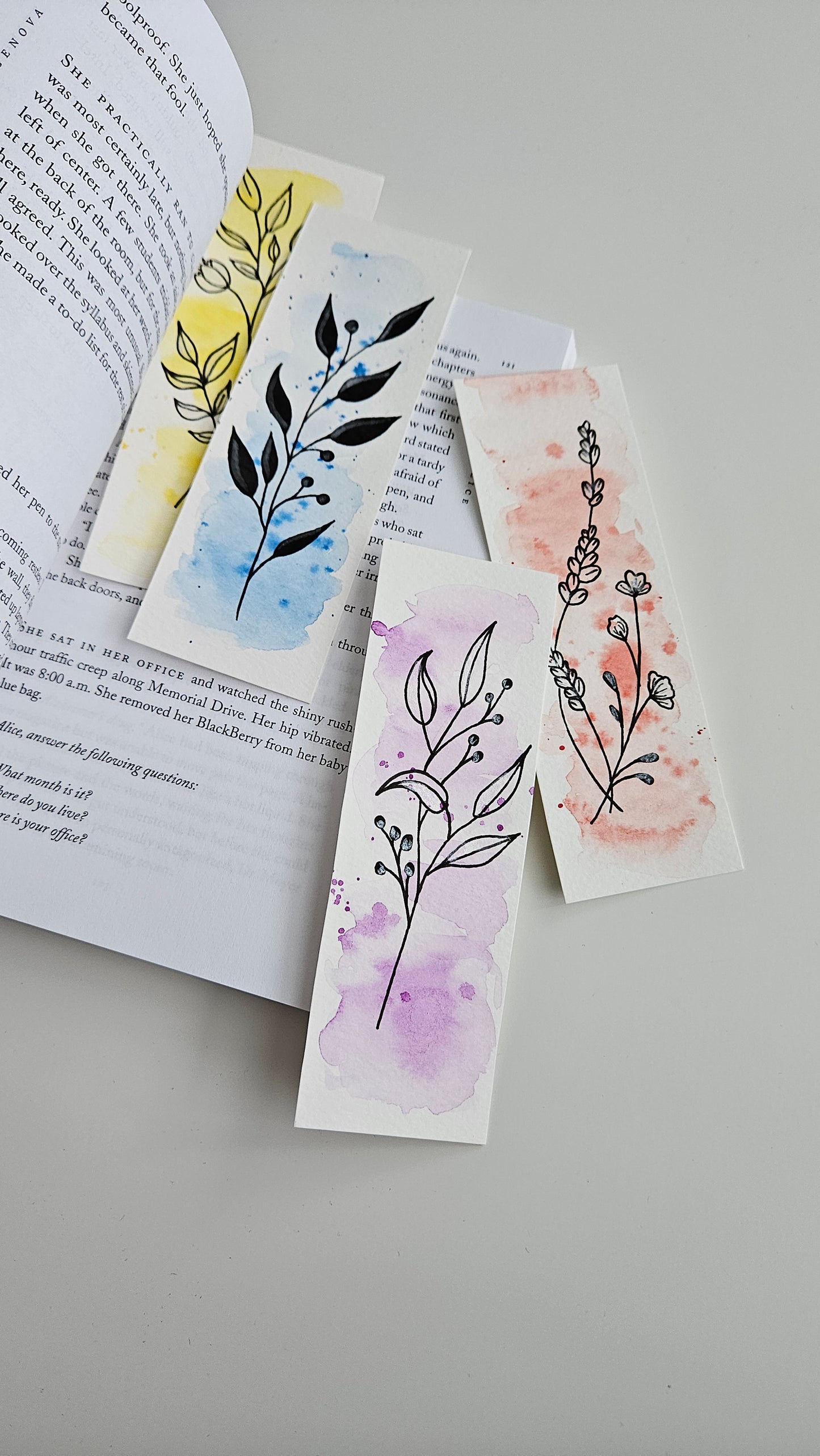 Set of Handmade Watercolor Bookmarks