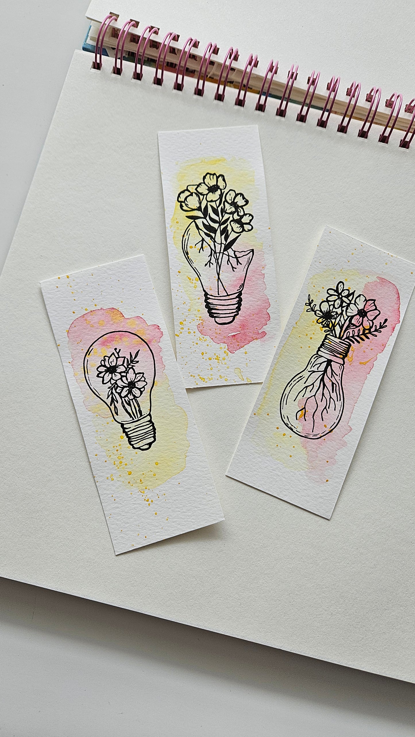 Set of Handmade Watercolor Bookmarks